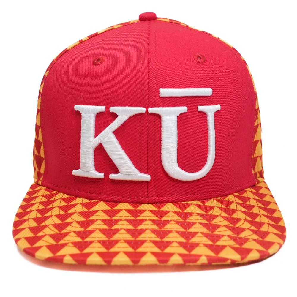 KU Native Intelligence Snapback Hat Red Orange Hawaii Double Portion Supply